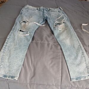 Men's Distressed Denim Jeans in Light Blue